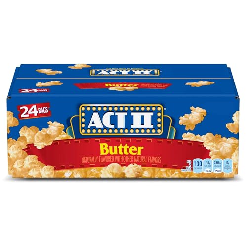 Act II Butter Microwave Popcorn, Movie Night Supplies, 2.75 oz. Bags (Pack of 24)