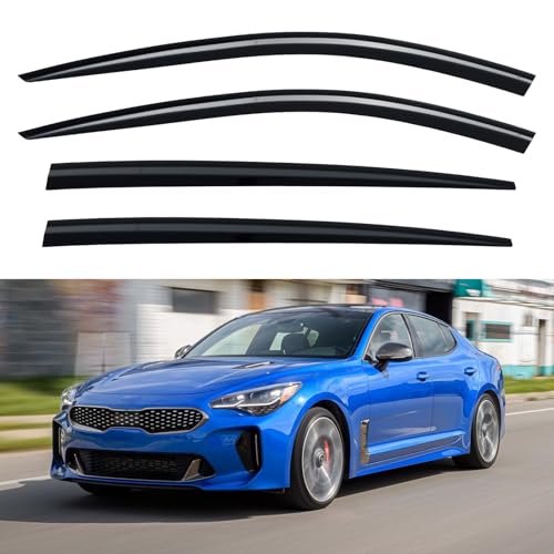 Image of Window Visors Rain Guards for 2017-2023 Kia Stinger, Out-Channel Window Vent Wind Deflectors Visors Shades for 17 18 19 20 21 22 23 Kia Stinger