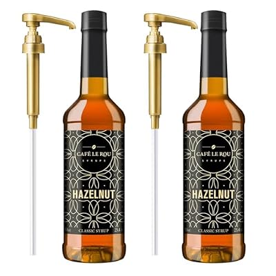 Cafe Le Rou Hazelnut Coffee Syrup 25.4oz Cafe Flavoring Hazelnut,2-pack) *Includes 2 Dispensers*Flavoring for Coffee, Tea and Espresso