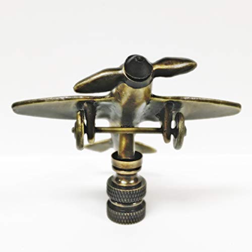 Image of Lamp Finial-Airplane-Aged Brass Finish, Highly Detailed Metal Casting