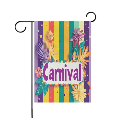 Banderas de oración de Carnaval de Mardi Gras, color morado y verde, para exteriores, decoración de patio, 12 x 18 pulgadas, doble cara