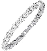 KEZEF Kadınlar i&ccedil;in Tenis Bileklikleri - K&uuml;bik Zirkonya - Oval 7x5mm Değerli Taşlar - Yuvarlak 2.50mm Beyaz CZ ...