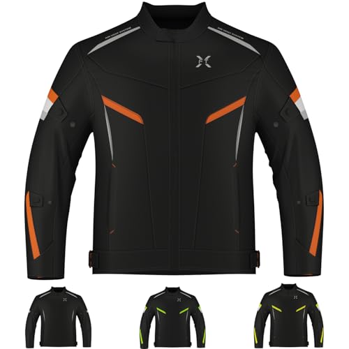 Image of FTX motorcycle jacket motorcycle jacket mens, Black, Orange, (Black / Fluorescent Orange), S