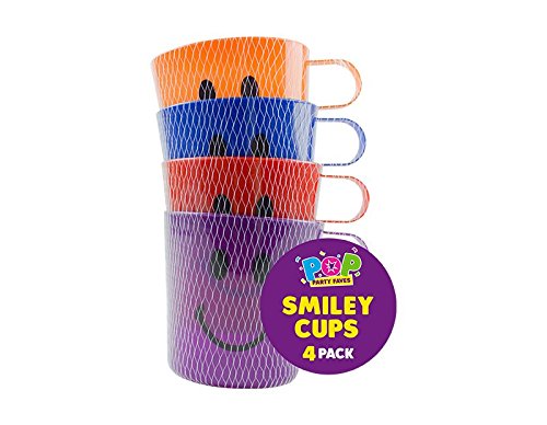 4 X Smiley pour enfants à manche plastique Smiley Smile fête Tasses Cover
