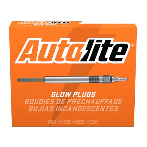Autolite 1117 Automotive Replacement Glow Plug for 2004-2010 Ford 6.0L Super Duty Diesel Engines (4 Pack)