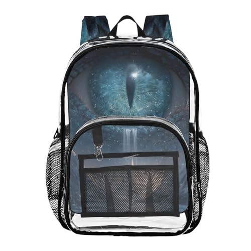 Dragon Castle Starry Clear Backpack Heavy Duty See Through Transparent PVC BookBag for Kids Boy Girl School Work