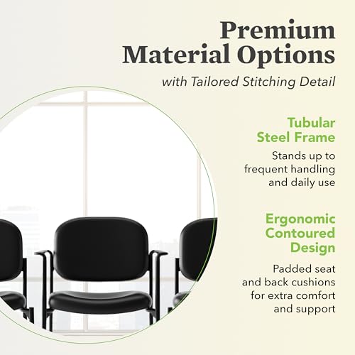 Image of HON Scatter Fabric Guest Office Chair with Arms, Stackable Seating for Waiting Rooms, Lobbies, Conference Areas, and Offices, Side Chair for Reception and Training Spaces, Black