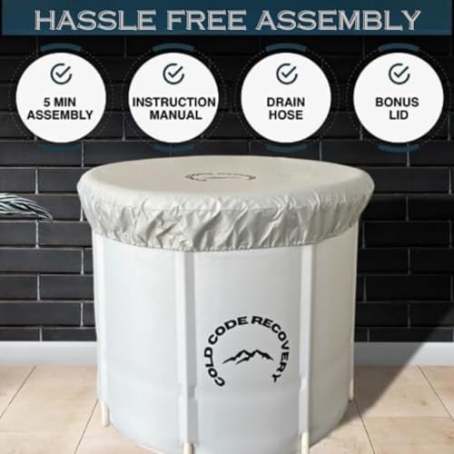 Cold Code Recovery Ice Bath Tub with lid Cold Water Therapy Tub for Recovery and Cold Plunge Portable Ice Bath Plunge Pool Pod Ice Bath Outdoor UK Brand (Grey)
