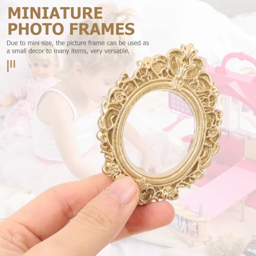 CLISPEED 10 Stück Mini Vintage Bilderrahmen aus Kunstharz Goldene Ovale Miniatur Fotorahmen für DIY Handyhüllen Puppenhaus Deko Langlebig und Kreativ