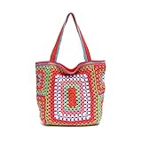 Handmade Purses and Handbags for Women, Handmade Ethnic Style Shoulder Bags for Women, Knitted Tote Shoulder Purse Handbag (C7)