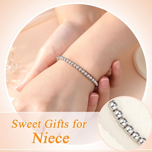 Image of Silver Bracelet for Daughter /Granddaughter /Niece /Sister /Friend Birthday Christmas Mother Valentines Day Gifts for Women
