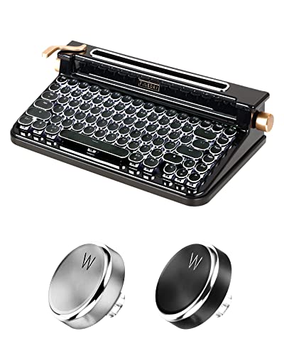 Fineday Keyboard 3.0, Full Aluminum Keycaps, Blue Switch, Retro Mechanical Keyboard, Typewriter Designed, 83 Keys, Bluetooth 5.0 & Usb Up To 4 Devices, For Desktop Pc/Laptop Mac/Phone (Black) #TOP25