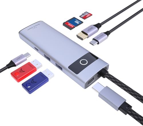 DiamondTiger 7-in-1 USB C Hub,4K 30Hz HDMI Adapter, USB-C Docking Station with 100W PD,TF/MicroSD Card Reader,USB-A 2.0,3.0,Type-C 3.0 Ports,Compatible with MacBook Pro/Air,iPad,iPhone15/Pro Max