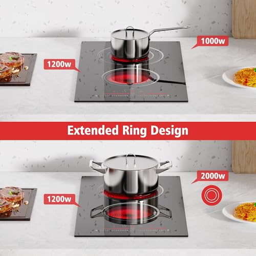 Image of Electric Cooktop 2 Burner 3200W, 12 Inch Electric Stove Built-in, 240V