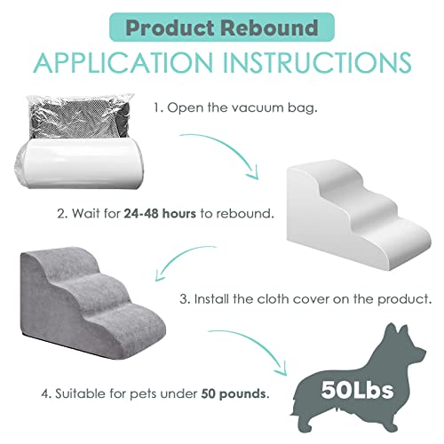 High Density Foam Dog Stairs 3 Layers, Extra Wide Deep Pet Stairs, With Non-Slip Bottom Pet Steps, Soft Foam Dog Steps, Best For Injured Dogs, Older Pets, Dogs And Cats With Joint Pain #TOP6