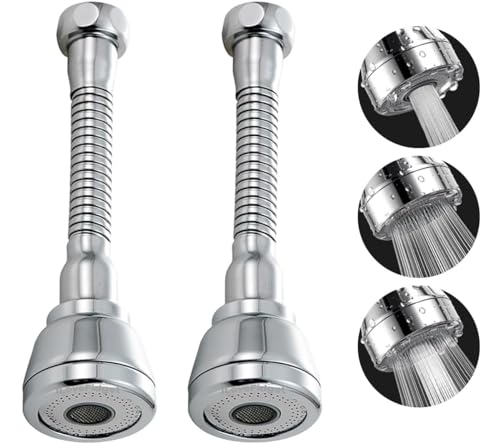 Image of Kitchen Faucet Aerator - Faucet Spray Head Replacement 360 Rotatable,Stainless Steel 3 Flow Modes,Anti-Splash,Water Saving Sink Faucet (Big, Pack of 2)