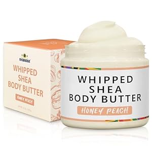 AKWAABA New Whipped Shea Body Butter (Honey Peach) – Moisturizes, Glows & Softens Skin | Natural Raw Shea Butter | For Dry Skin | 12 oz / 340 g