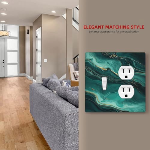 Lqzazyr Outlet Covers Teal Gold Swirl Marble Abstract Fluid 1 Toggle 1 Duplex Switch Plate Covers Electrical Light Switch Cover Plate Decorative Wall Plate Socket Cover for living Room Bedroom Decor by Lqzazyr - Image 7