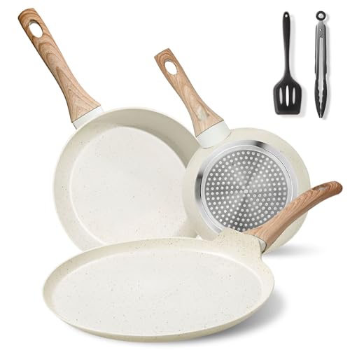 Reviews de Sartenes de ceramica cerafit . 47 HEEDU Juego de 5 piezas de Sartenes y Crepera, Batería de Cocina de Granito, Sartenes Antiadherentes, Libre de PFOS y PFOA, Apto Todo Tipo de Estufas (Crepera 28cm y Sartén...