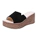 Zapatos de tacón alto para mujer, sandalias de verano para mujer, sandalias gruesas con talón, talón, boca, textura de piel, estilo casual, patatas, talla 41, Negro , 36 EU