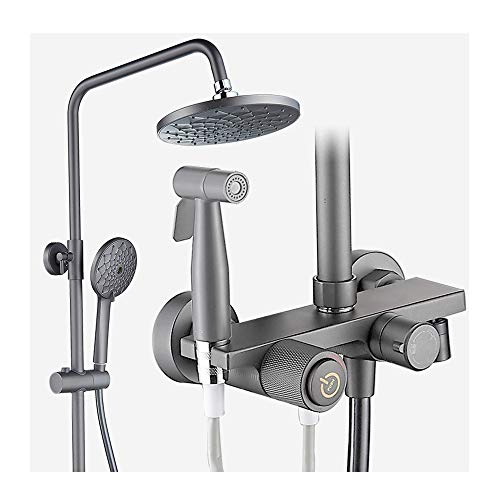Ensemble de douche gris foncé complet : la solution robinet de baignoire et bidet intégrée - 2