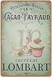 Xiddxu Metal Poster Plaque French Vintage Pastry Wall Art Tea & Cake - Kitchen Art - Vintage Chocolat Paris Labels Graphics Printable Decor Retro Style,Farmhouse Decoration,Home, bar,8x12 Inch