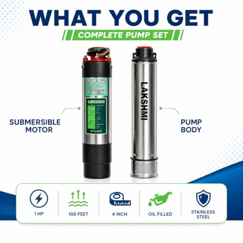 Image of Lakshmi 1hp Water Pump I Submersible Pump I100 feet I4 inch pumpI Oil Filled