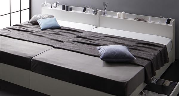 ベッド ワイドキング 260(SD+D) ベッドフレームのみ ホワイト 2台