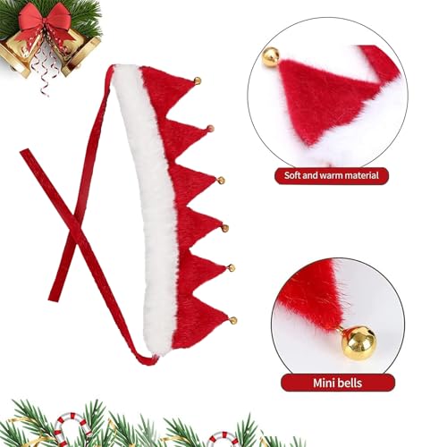 Hundehalstuch Weihnachten, Hundehalsband Weihnachten mit 6 Glöckchen, Verstellbare Katze Hunde Schal, Plüsch Haustier Kostüm Zubehör, Hund Katze Welpen Kätzchen (Rot, L)