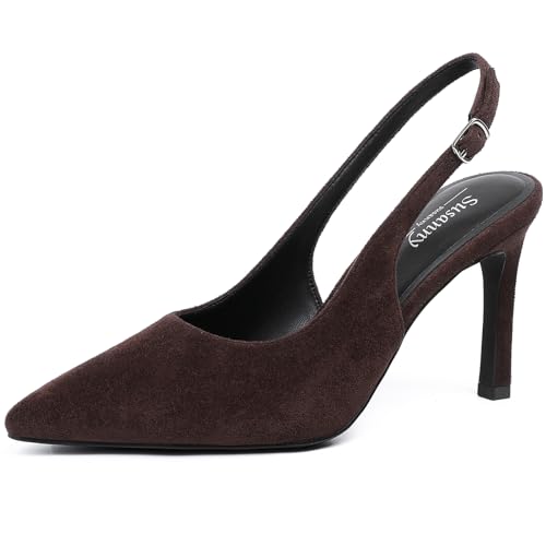 Susanny Women's Slingback High Heels Stiletto Pointed Closed Toe Kitten Sexy Heeled Pumps Ankle Stray Casual Elegant Wedding Brida Party Office Dressy Shoes