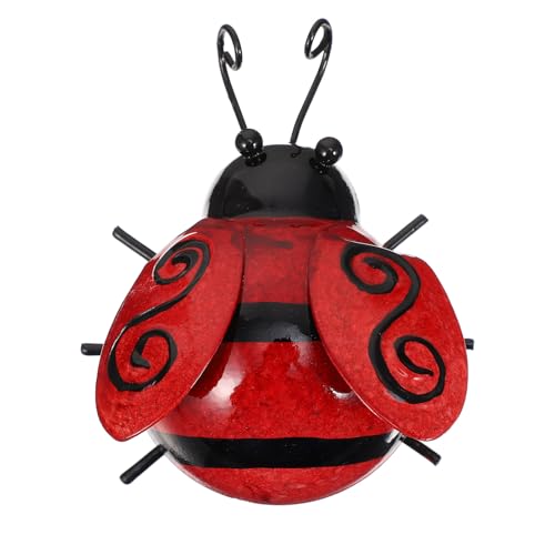 CORHAD Colgante de Pared de Mariquita de Hierro Rojo Decoración Colgante para Jardín y Exterior Adorno Artístico Resistente para Decoración de Paredes Exteriores Figura Decorativa de