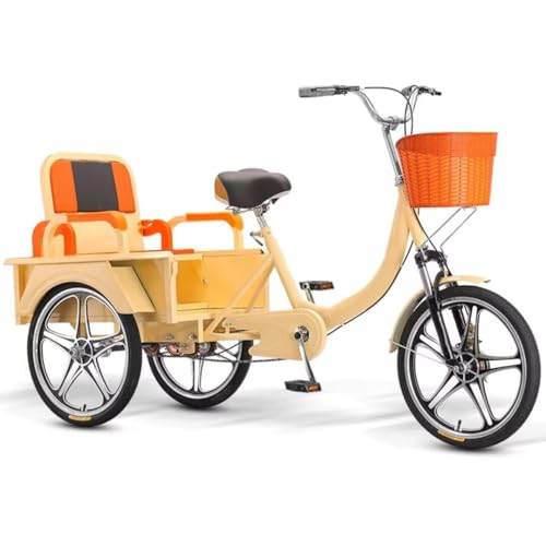Triciclo de crucero con cabina de carga trasera,triciclo rickshaw con pedales para adultos,bicicleta de 3 ruedas con asiento trasero plegable,triciclo de movilidad,horquilla delantera hidráulica