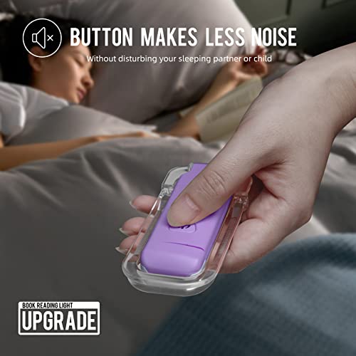 Image of EGWASER Book Light for Reading in Bed, USB Rechargeable Clip on Book Lights, 3 Brightness Adjustable Dimmable Bookmark Light for Eye-Protection, Reading Lamp for Bookworms, Travel (Purple)