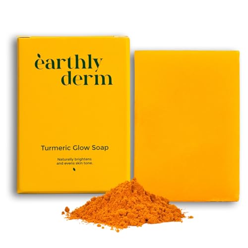 Earthly Derm Turmeric Glow Soap Bar for Face and Body Natural Handmade Bar Gentle Cleansing and Moisturizing Brightens and Restores Natural Glow All Skin Types (1 pack)