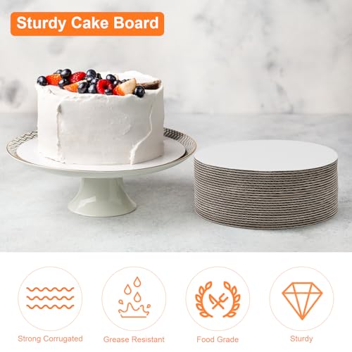 JYYWTSI Lot de 25 supports à gâteau, 15 cm, ronds, blancs, en carton, réutilisables, pour gâteaux, desserts, anniversaires, mariages, fêtes – vue 6