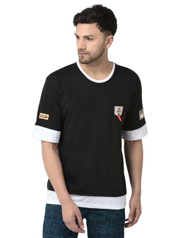 INVOKE TRENDTrending Men's Self-Design Drop Shoulder Loose T Shirt