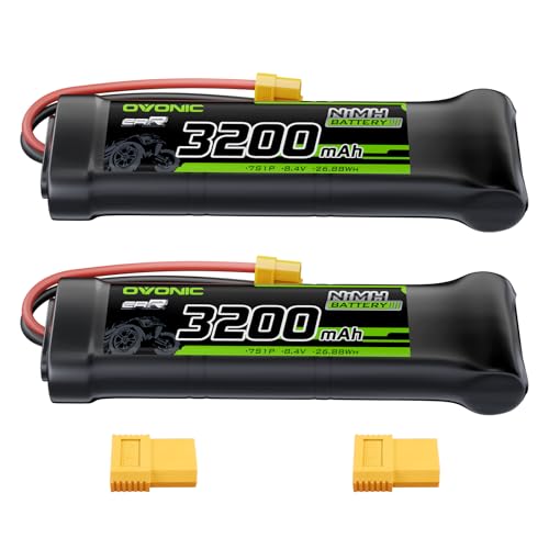OVONIC 8.4V Flat NiMH Battery 3200mAh 7 Cell RC Battery with XT60 and TRA Connector