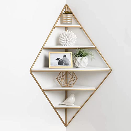 Support de rangement mural doré YangRy étagère d'angle de chambre blanche 91 cm