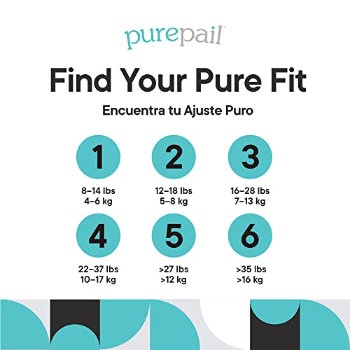 PurePail Disposable Diapers — Size 2 — 12-18 lbs — Chemical Free for Sensitive Skin — Unscented — Just Pure Fit — 184 Count - Thumbnail 5
