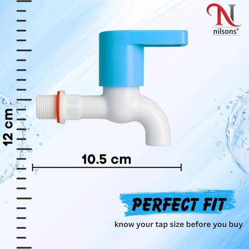 Image of 6 Pcs Bib Cock Tap Combo Pack | Prime Series Blue Plastic Water Tap for Bathroom, Kitchen, Garden | Heavy Duty, Leak-Proof, Wall Mount, Easy Installation | Multipurpose Faucet Set