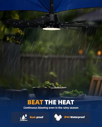 DFPEB Outdoor Ceiling Fan with Light and Remote, 28" LED Fan Light, Gazebo Fan with Hanging Hook, 3000K-6500K, Ceiling Fans with Lights Suitable for Terraces, Porches, Pergolas, and Garages(Black) - Image 8