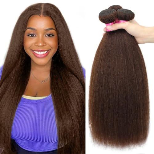 12 14 16 Inch Chocolate Brown Kinky Straight...
