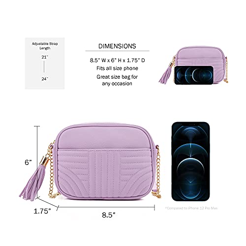 Image of EVVE Quilted Crossbody Bags for Women - Stylish Camera Bag with Tassel - Lightweight Medium Size Shoulder Purse