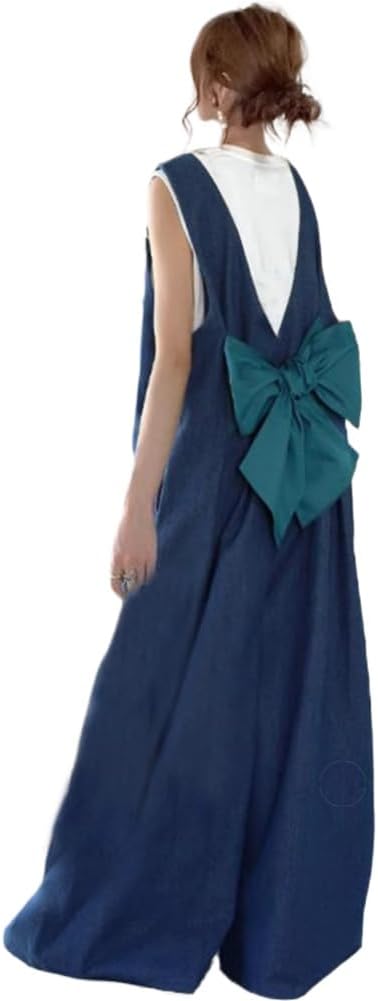 LIXINGHEITANG Womens pants loose overalls bow tie jumpsuits for women