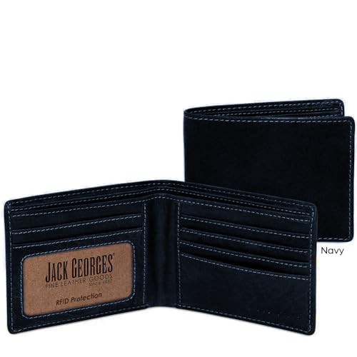 Jack Georges Men's Voyager BiFold Wallet in Buffalo Leather #7301 (Navy)