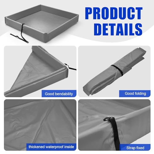 Image of Wettarn Folding Duck Pond 4' x 4' Portable Spill Containment Berm Wall Containment Berm(Gray)