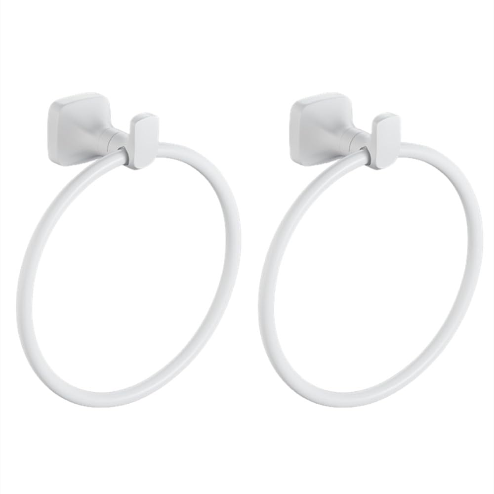 2 Anneaux Porte-Serviettes Blancs en Acier Inoxydable 304 pour Douche