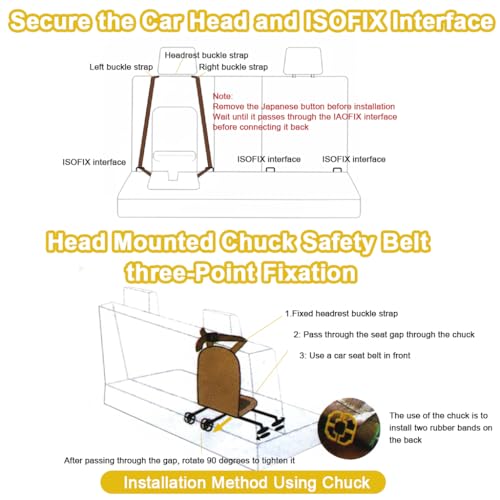 Image of STHIRA Car Seat for Baby 0 to 5 Years Old, Portable Booster Child Car Seat Cushion with Safety Harness, Padded Travel Toddler Booster Seat, Anti-Slip Base, Headrest Hanging Safety Seat