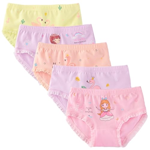 Toddler Cotton Panties Little Big Girls Assorted Undies Girls' Briefs Breathable Comfort Soft Underwear (5 Pack)