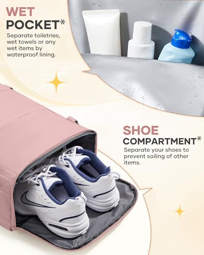 Image of coofay Personal Item Travel Backpack for Women Airline Approved Carry on Backpack Flight Approved Waterproof Sports Luggage Backpack Casual Daypack Small Hiking Backpack Pink Backpack